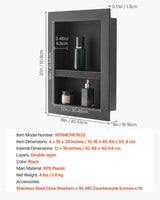 Recessed ready-to-tile double shelf shower niche, 40 x 50 cm