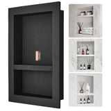 Recessed ready-to-tile double shelf shower niche, black, 40 x 60 cm