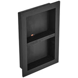Recessed ready-to-tile double shelf shower niche, black, 40 x 60 cm