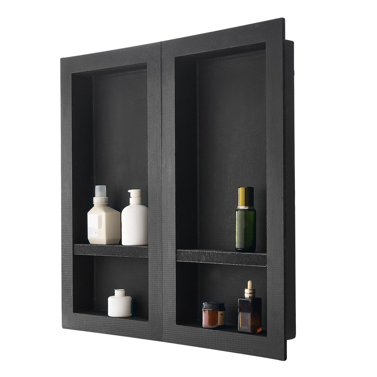 Recessed ready-to-tile double shelf shower niche, 40 x 81 cm, set of two