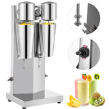 Double head stainless steel commercial milkshake maker on a bench