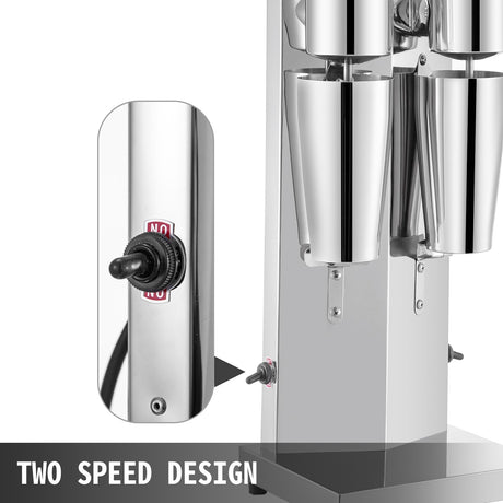 Stainless steel mixing cup locked into the drink mixer head