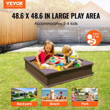 Square Sandbox with Cover and 4 Corner Seats, Brown