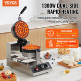 Waffle iron rotated 180 degrees to spread the batter evenly