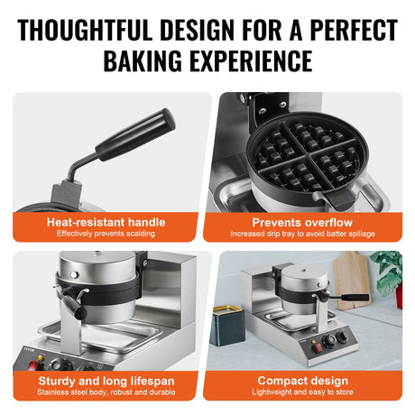 Non stick round baking plates opened on the waffle maker