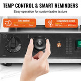 Temperature and timer controls on the 1750 W waffle machine