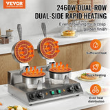 Two round waffle heads with independent control panels
