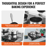 Non stick round baking plates opened on the dual head waffle iron