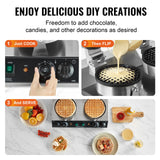 Temperature knobs and timers for each side of the waffle maker