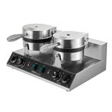 Spill channels and rubber feet on the waffle maker base