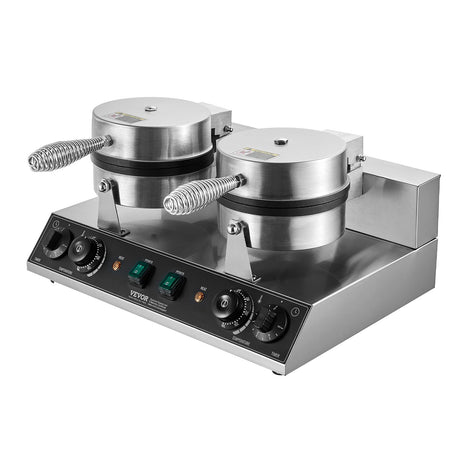 Spill channels and rubber feet on the waffle maker base