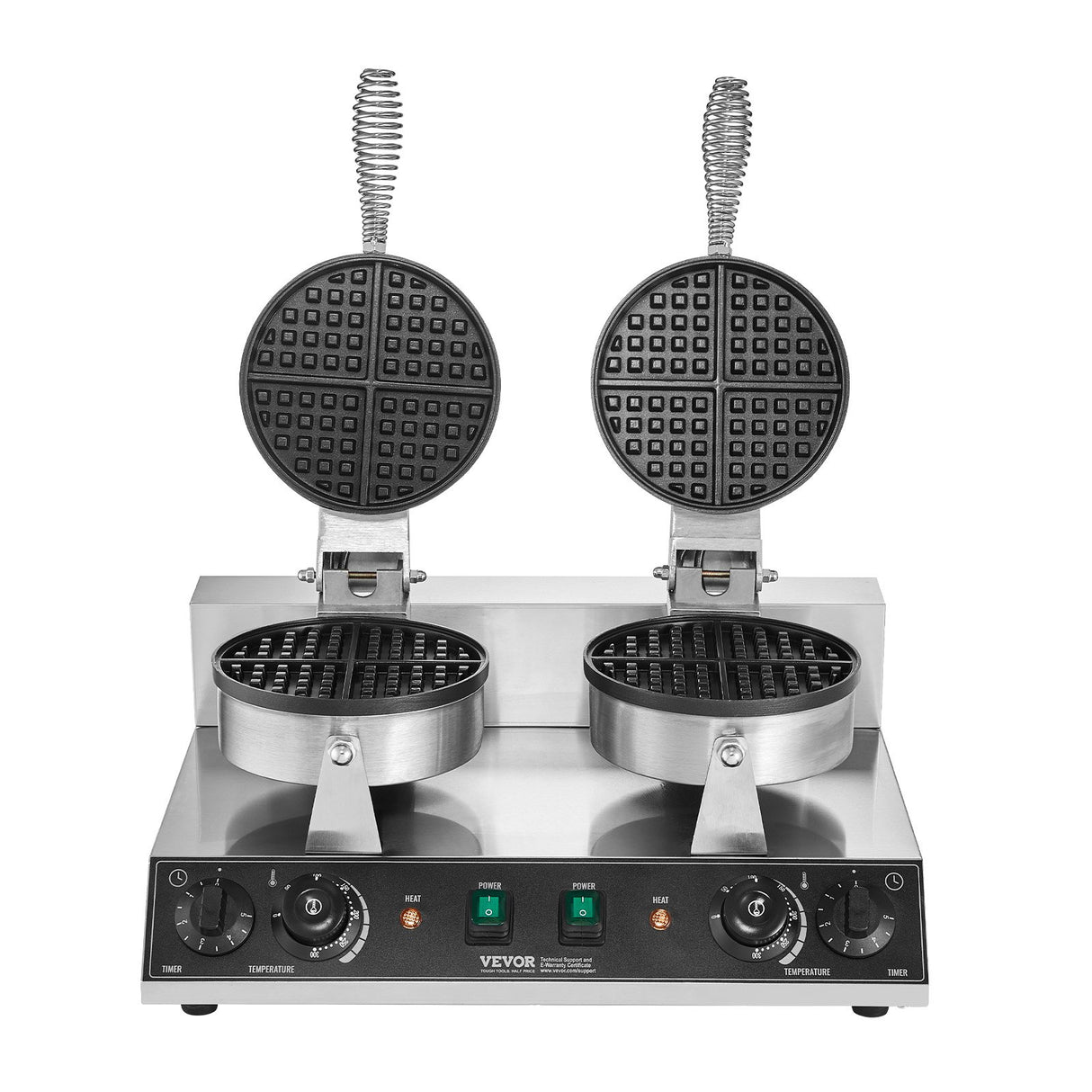 Dimension diagram of the dual head 2460 W waffle maker