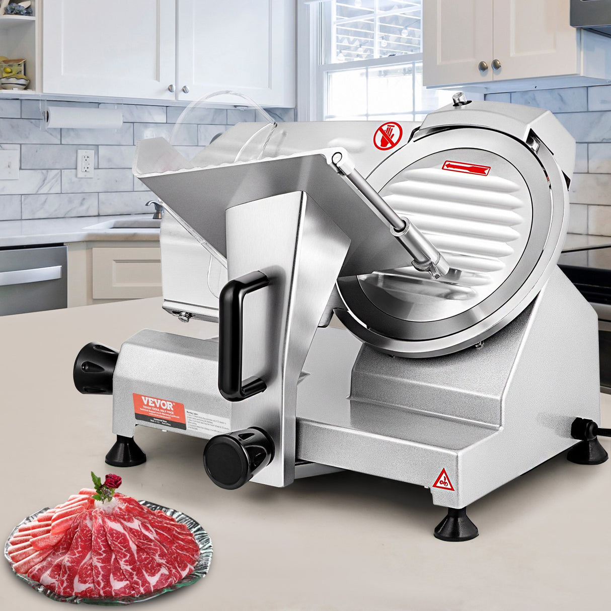 Cheese being cut on the electric meat slicer