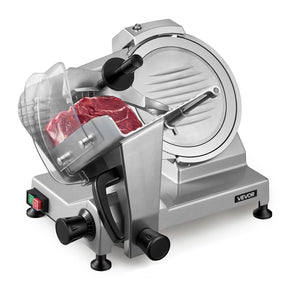 Commercial electric meat slicer with 250 mm carbon steel blade and aluminium alloy body