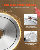 250 mm carbon steel blade close up on the electric deli slicer