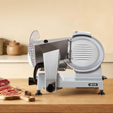 Thickness knob set between 0 and 12 mm on the electric food slicer