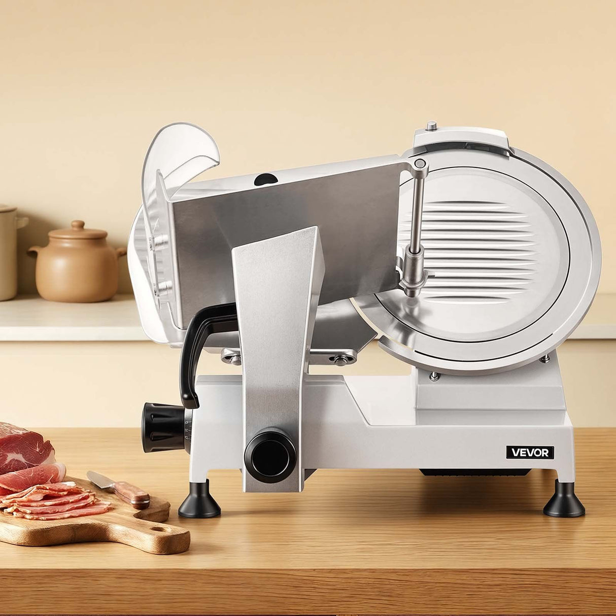 Built in sharpening stone fitted to the commercial meat slicer