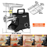 Speed and reverse control switches on the meat grinder housing