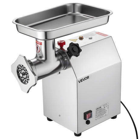 Size 22 commercial electric meat grinder with 1100 W motor and metal feed hopper
