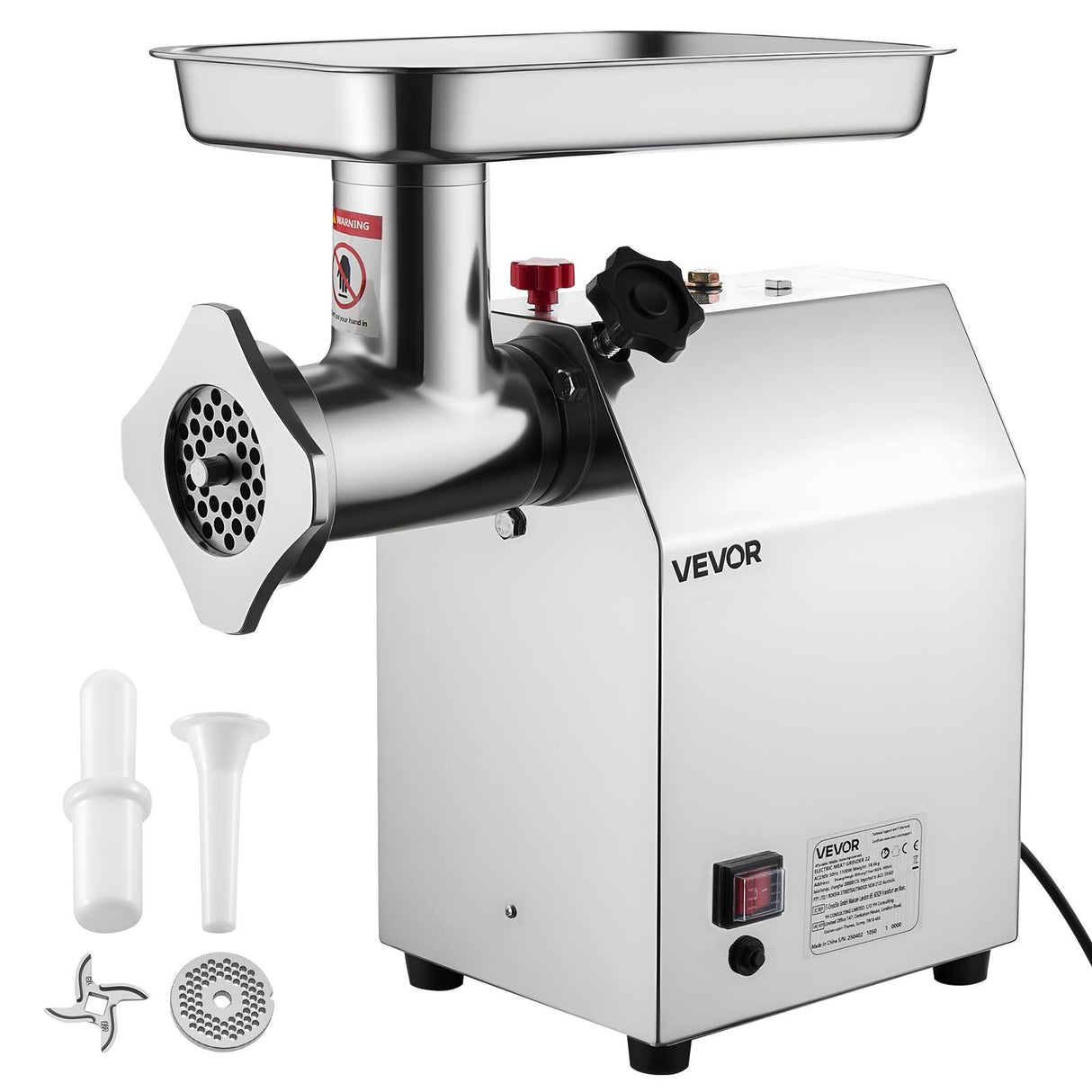 Mince extruded from the grinding head into a tray