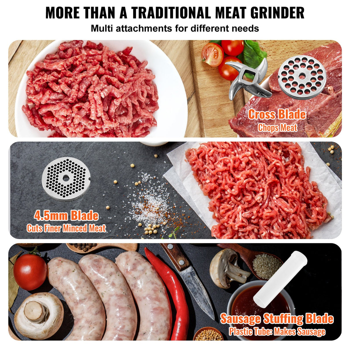 Two SUS420 stainless steel grinding blades supplied with the meat grinder