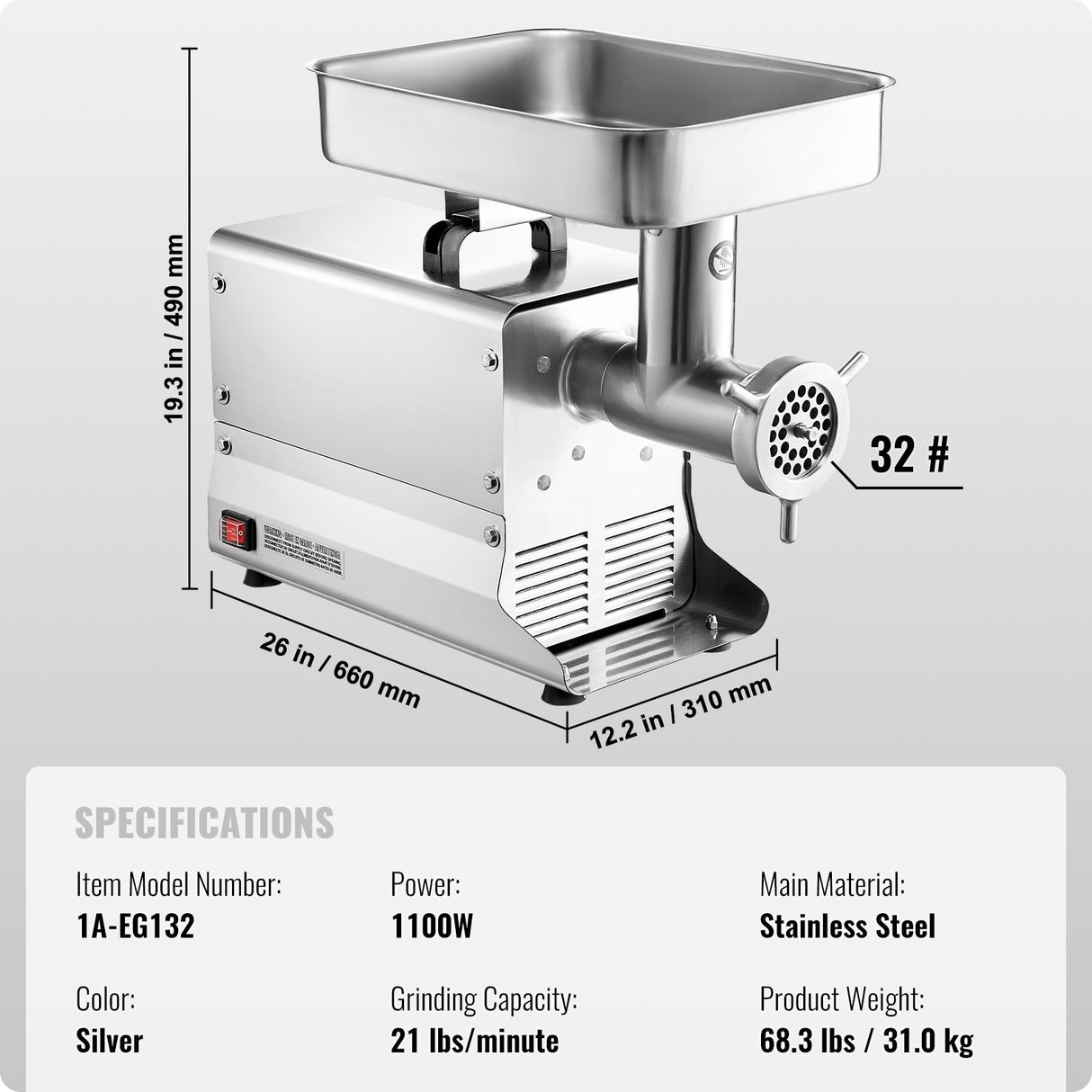 Mince being extruded from the commercial grinder into a stainless tray