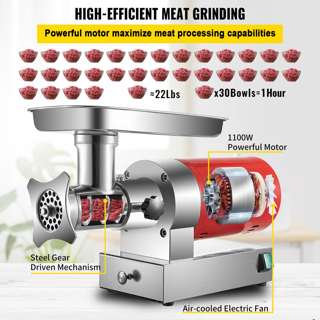 6 mm and 8 mm grinding plates supplied with the meat mincer