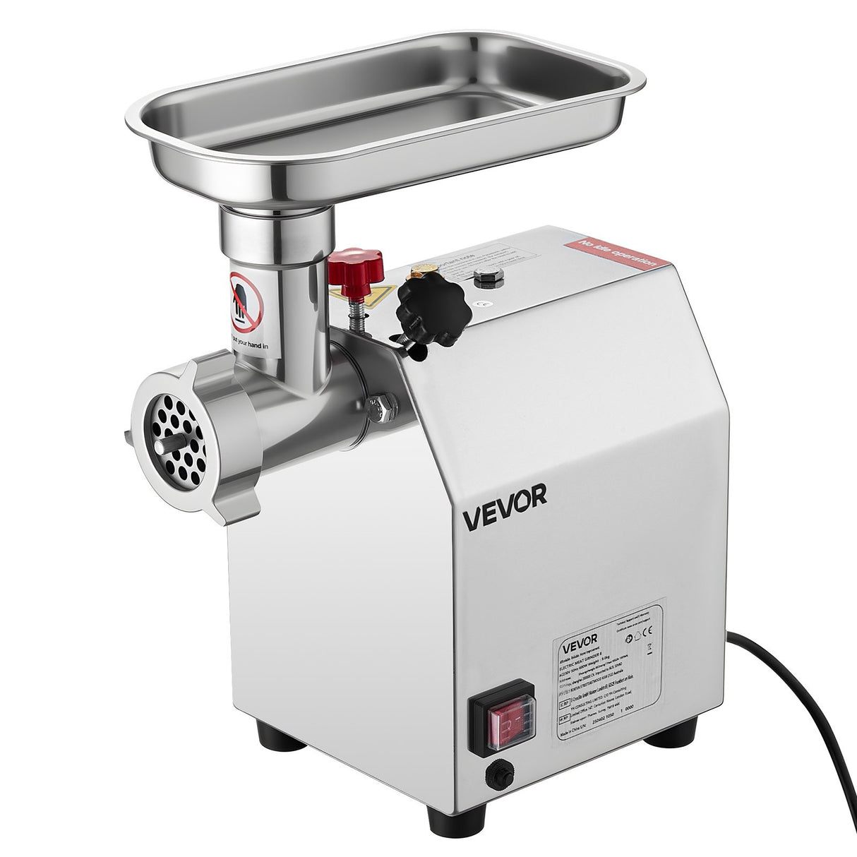 Compact 600 W countertop electric meat grinder with size 8 head and hopper