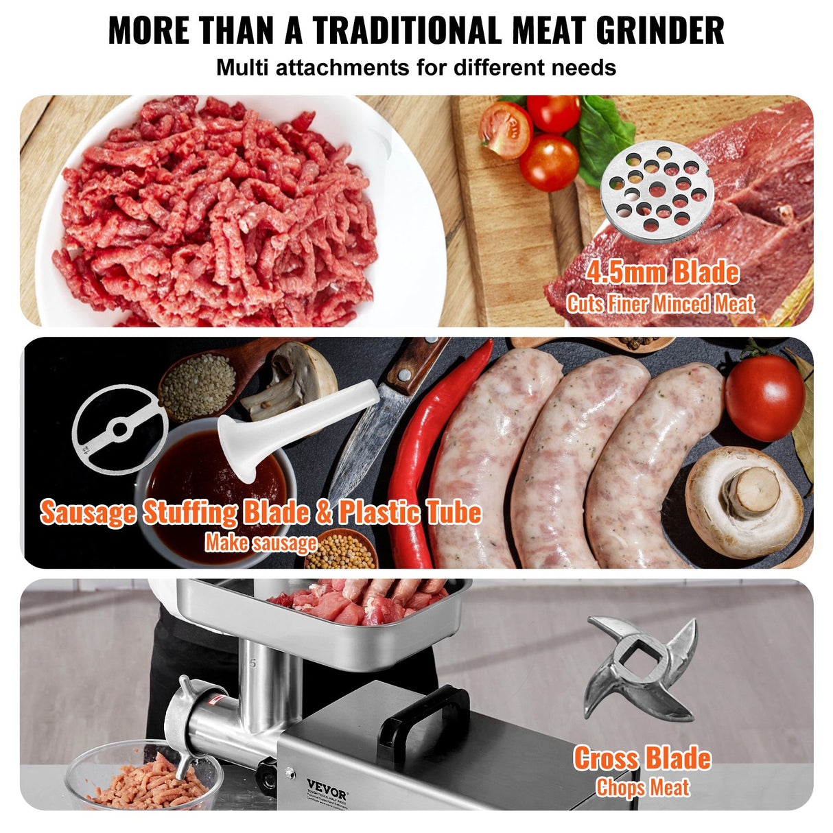 Two SUS420 stainless steel grinding blades for the meat grinder