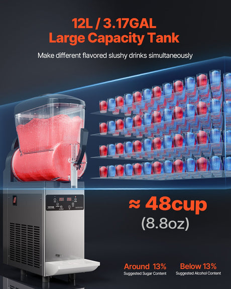 Digital display and control panel showing temperature on the slushy machine