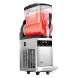 Side view of the stainless steel slushy machine showing ventilation panels