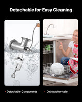 Manual meat grinder with meat pusher, cleaning brush and spare shaft sleeve