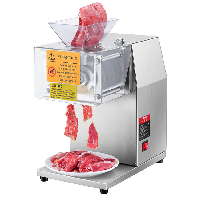 850 W commercial electric meat slicer in stainless steel