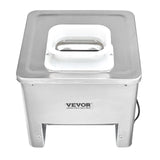 Stainless steel meat slicer shown with sliced vegetables and meat