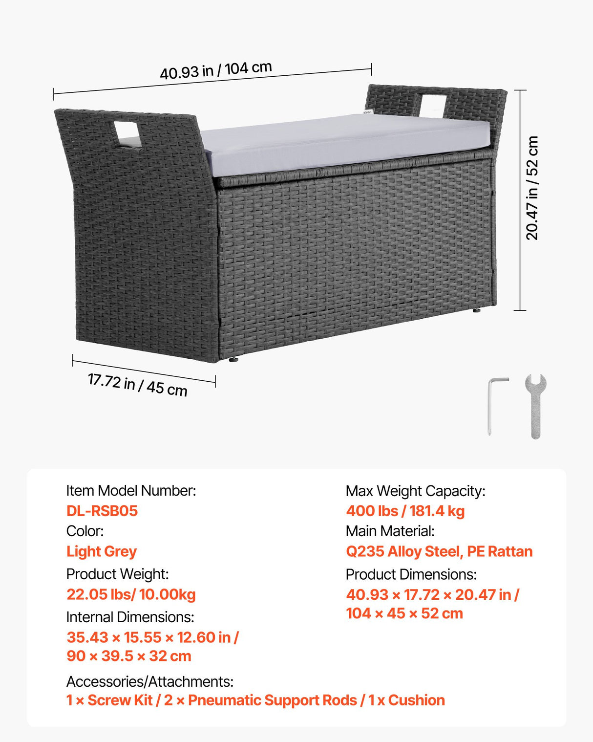 Bingil Outdoor Storage Bench, PE Rattan