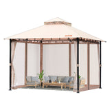 Patio gazebo 3.05 x 3.05 m set up on a backyard lawn with mosquito netting closed