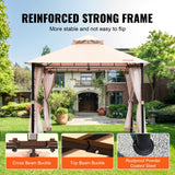 Outdoor seating arranged inside the gazebo for a family gathering