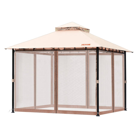 Roof structure of the gazebo seen from inside showing the steel beams