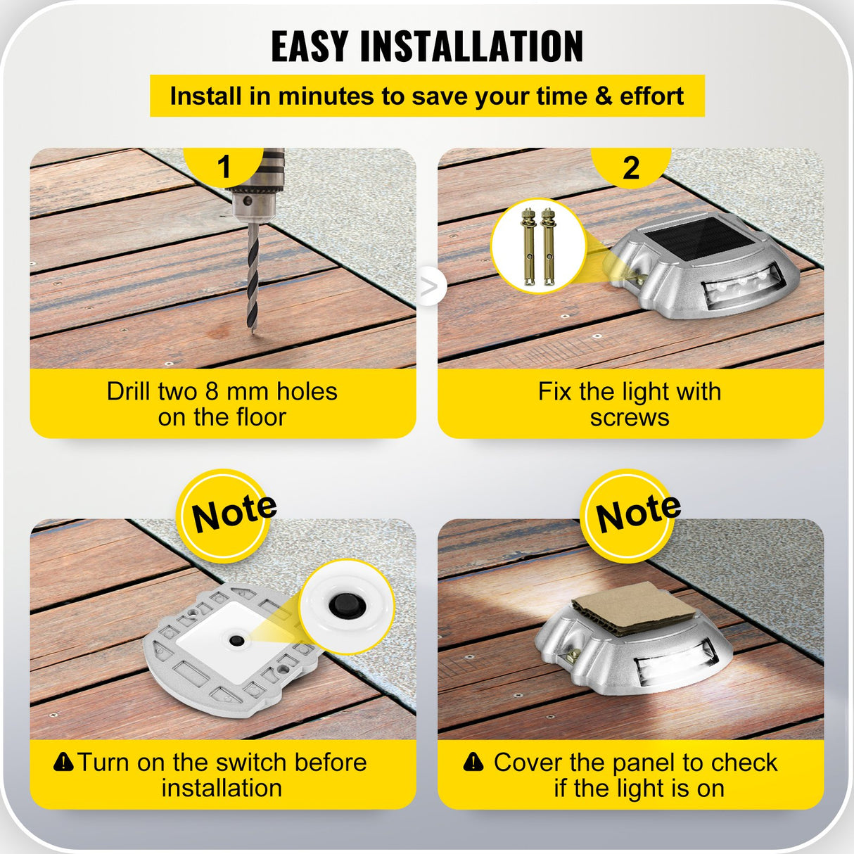 VEVOR Solar Driveway Lights 12-Pack