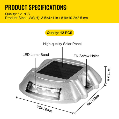 VEVOR Solar Driveway Lights 12-Pack