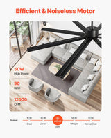 Remote control for the ceiling fan showing speed and timer buttons