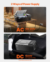 Side view of 20 L single zone compressor car fridge freezer with carry handle
