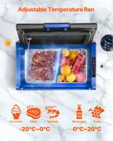 20 L portable car fridge freezer packed with drink cans and bottled water