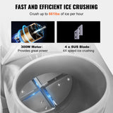 Stainless steel blade head inside the ice crushing chamber
