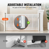 Retractable mesh baby safety gate in white