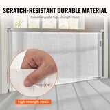 Retractable mesh baby safety gate in white