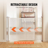 Retractable mesh baby safety gate in white