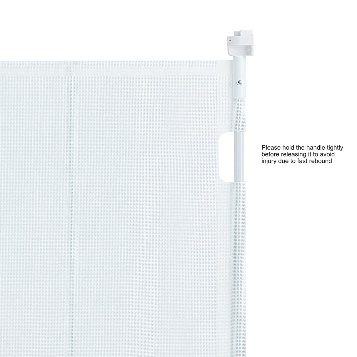 Retractable mesh baby safety gate in white