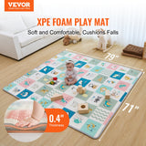 Baby crawling on large foam play mat