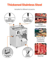 Finely diced meat output from the grinder and slicer
